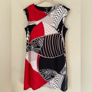 Alfani Abstract Pattern Cap Sleeve Dress M